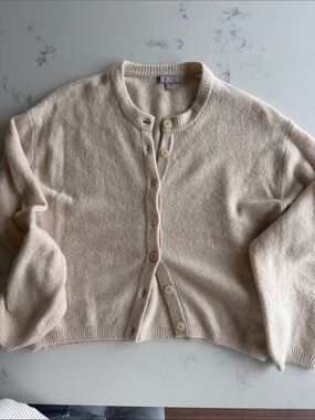 NWOT J. Crew Women's Supersoft Bubble Hem Cardigan in Heather Linen